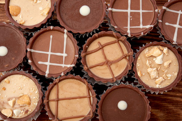 Dark chocolate on a white background
