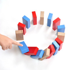 Children's blocks, built in the shape of a circle