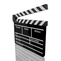 Clapper board on white background