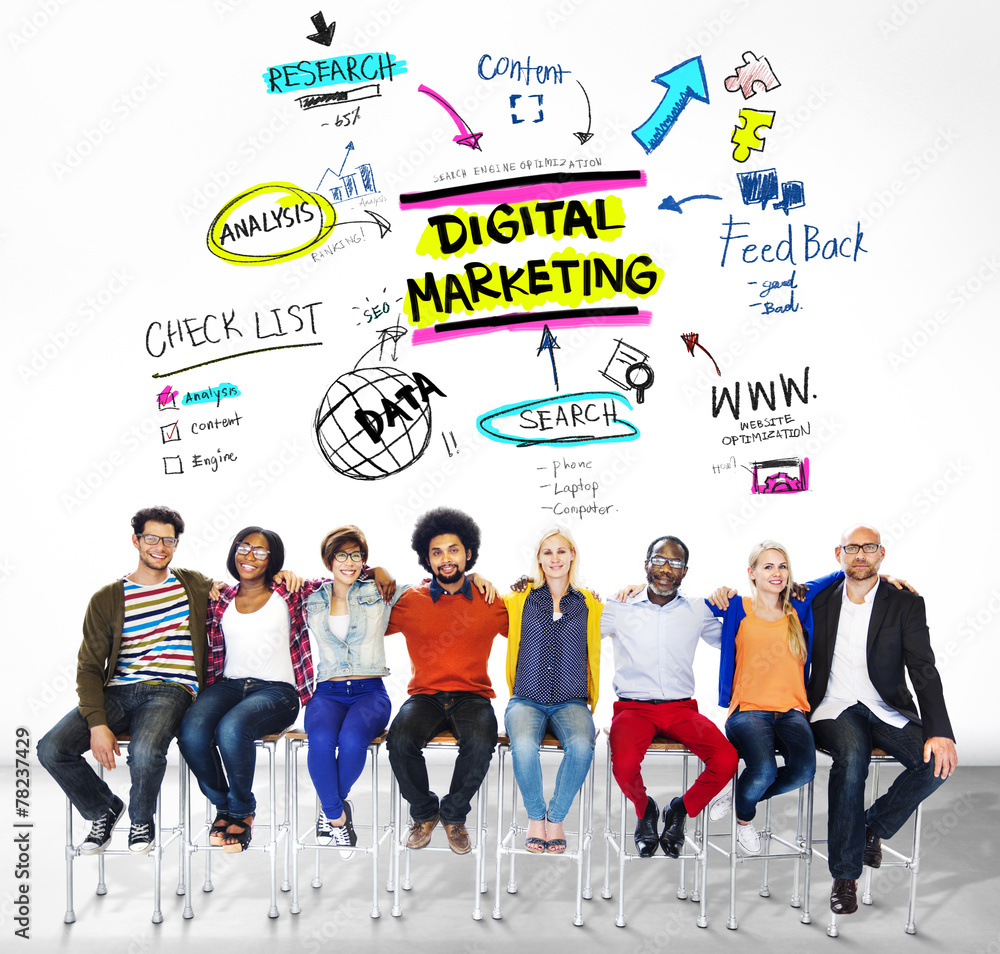 Wall mural digital marketing branding strategy online media concept - Wall murals