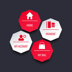 elements for web design, in red and silve, eps10