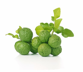 Bergamot or ma krud, isolated on white background.