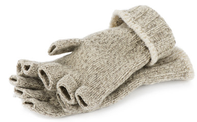 Fototapeta na wymiar Wool fingerless gloves isolated on white background