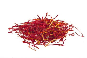 Fototapeta premium saffron of morocco close up on white background