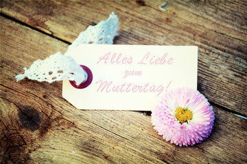 Muttertag Grußkarte - Muttertagskarte - Blüte mit Herz