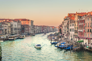 Fototapeta na wymiar Life on the Grand Canal in Venice, Italy