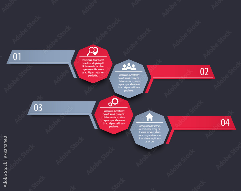 Poster template layout for business design in red and metallic