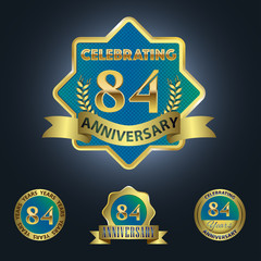 Celebrating 84 Years Anniversary - Blue seal with golden ribbon