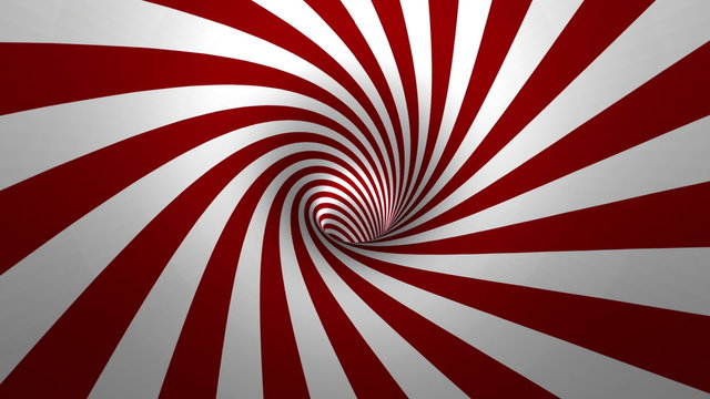 Hypnotic spiral – swirl, red and white background in 3D