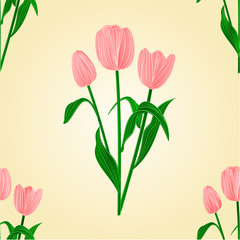 Seamless texture tulips spring background vector