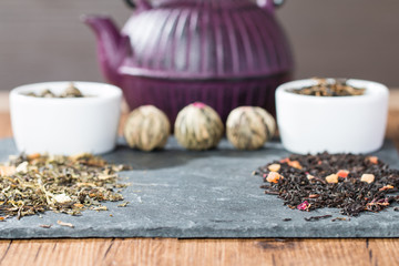 different sorts of tea leaves