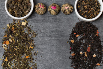 different sorts of tea leaves