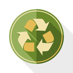 Obraz premium Recycle icon with long shadow on white