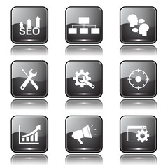 SEO Internet Sign Square Vector Black Icon Design Set 5