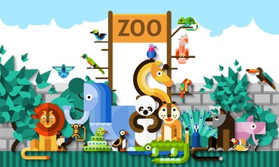 Obraz na płótnie Canvas Zoo Background Illustration
