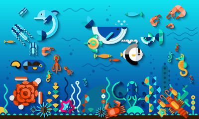 Naklejka na ściany i meble Underwater World Concept