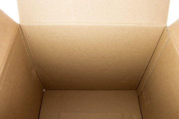 Inside of an empty square cardboard box