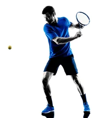 Tuinposter man silhouette playing tennis player © snaptitude