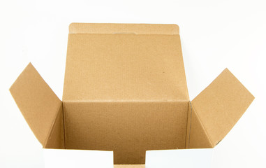 White opened cardboard box isolated on white background