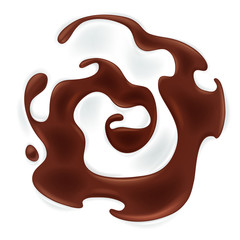 Swirl of chocolate syrup in yogurt or milk.
