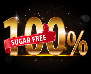 00% sugar free golden typography with thumbs up
