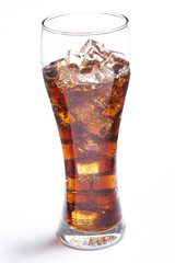 cola with ice cubes