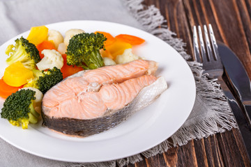 Steamed salmon