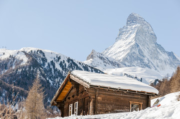 Zermatt, Dorf, Walliser Alpen, Alphütte, Winter, Schweiz