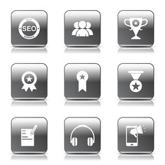 SEO Internet Sign Square Vector Black Icon Design Set 9