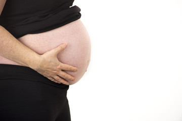 pregnant woman holding belly