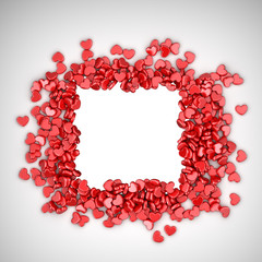 Frame of love hearts 3D. Valentine's day, isolated