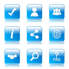 Web Internet Square Vector Blue Icon Design Set 2