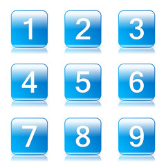 Numbers Counting Square Vector Blue Icon Design Set