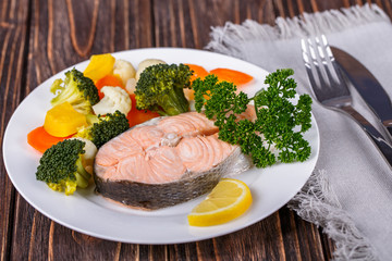 Steamed salmon