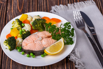 Steamed salmon