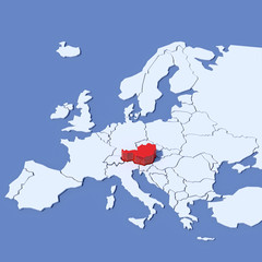 Mappa Europa 3D con indicazione Austria