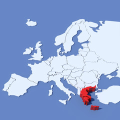 Obraz premium Mappa Europa 3D con indicazione Grecia