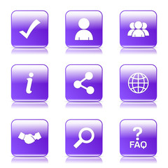 Web Internet Square Vector Violet Icon Design Set 2