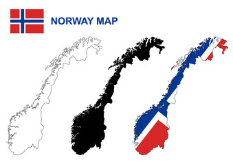 Norway map vector, Norway flag vector