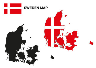 Denmark map vector, Denmark flag vector, Denmark vector