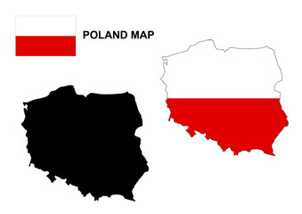 Obraz premium Poland map vector, Poland flag vector
