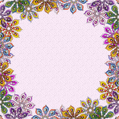 flower covered frame on pink