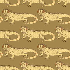 Sketch fancy iguana in vintage style