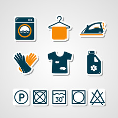 Laundry paper cut icons