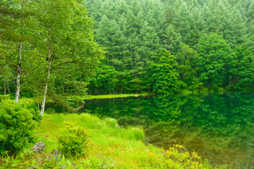 Obraz premium Mishaka Pond in Nagano, Japan