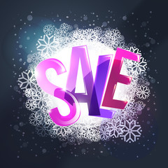 Winter sale colorful typography at winter background