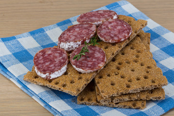 Crispbread with salami