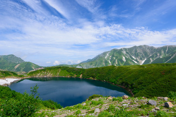 Fototapeta na wymiar Mikurigaike pond in the Tateyama mountain range in Toyama, Japan