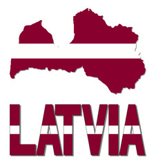 Latvia map flag and text illustration