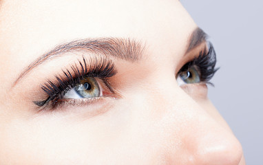 Female eye with long eyelashes